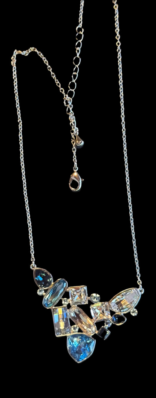 Kanishka Blue Crystal & Silvertone Statement Necklace