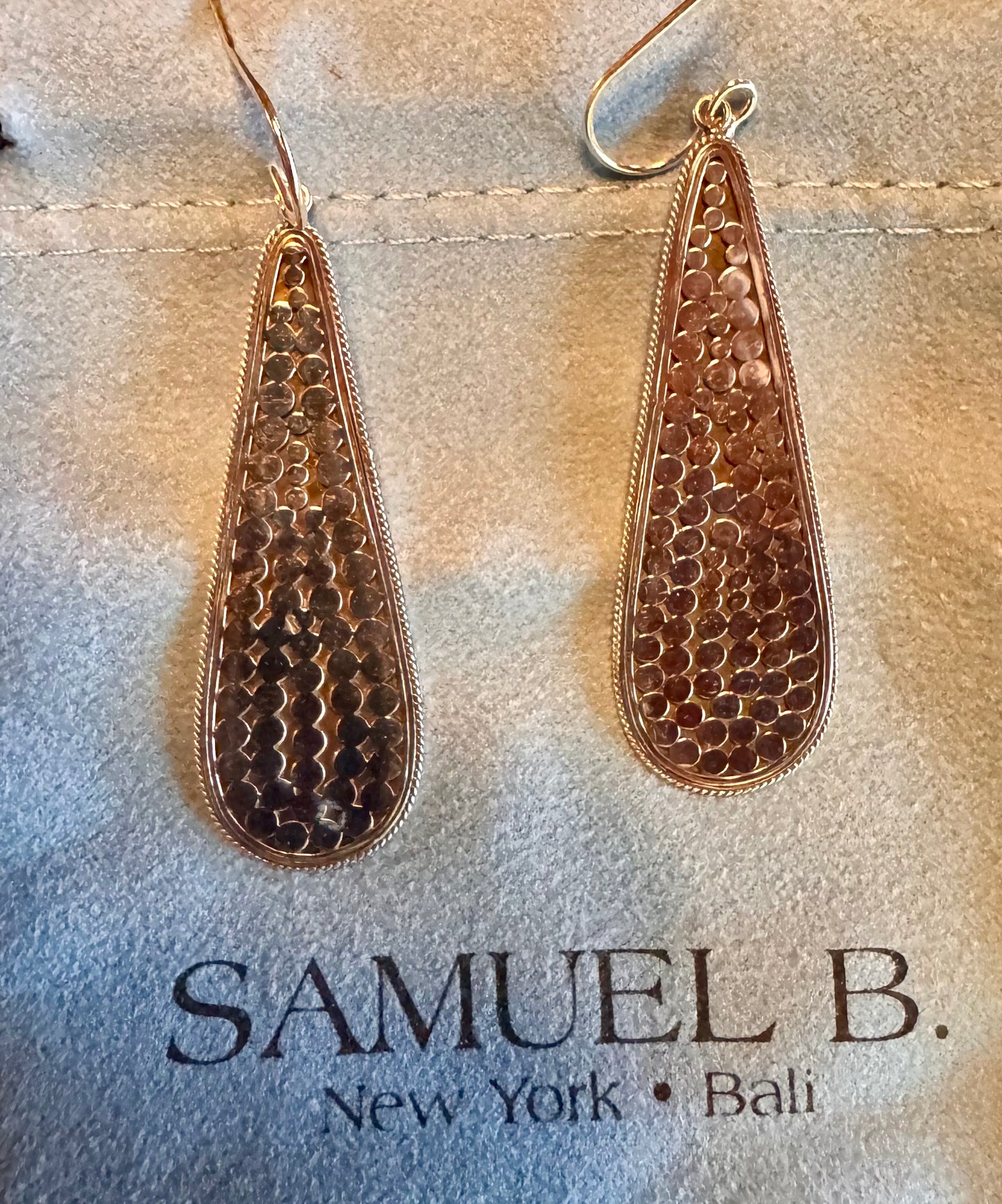 Sterling Silver Pebble Teardrop Earrings