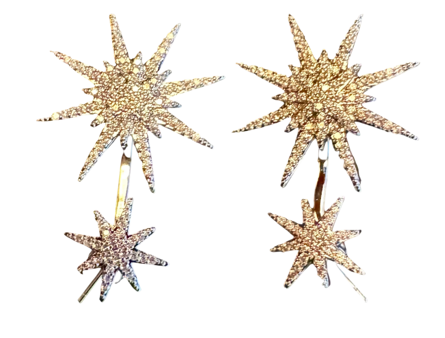 Crystal & Silvertone Graduated Starburst Ear Jackets