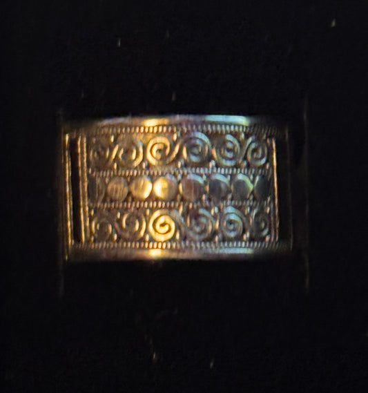 Two-Tone Sterling Silver Filigree Wide Ring