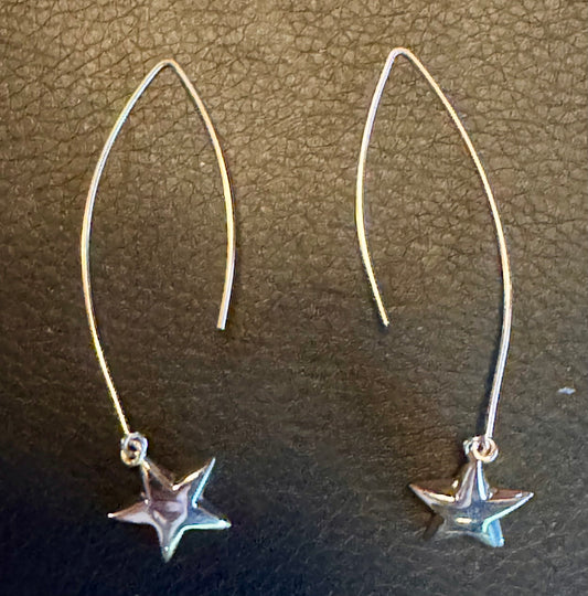 Sterling Silver Star Drop Earrings