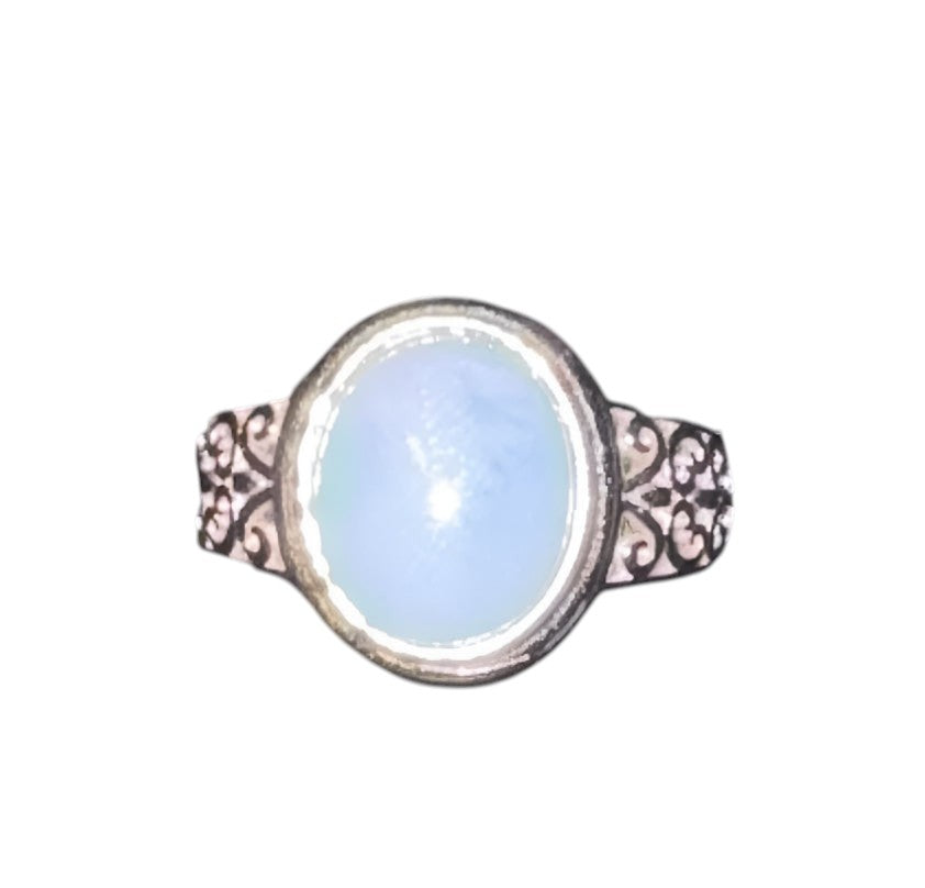 Larimar & Sterling Silver Scroll Design Ring
