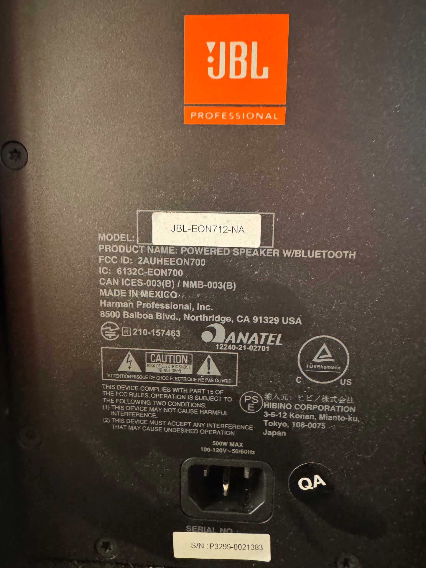 JBL EON 712 15" Two-Way Multipurpose Self-Powered Speakers - Used