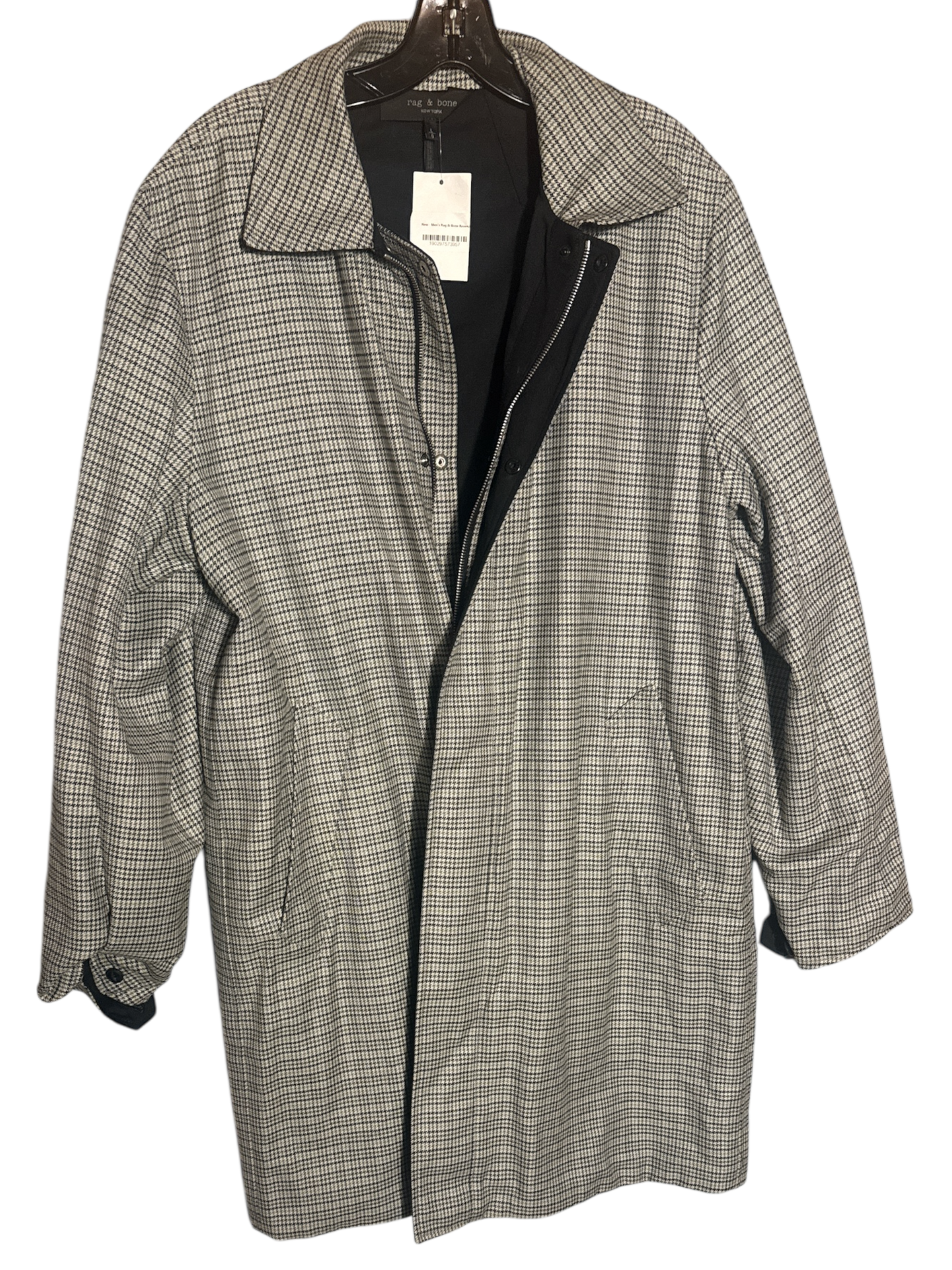 Men's Rag & Bone Reversible Coat - Black Herringbone L- Designer