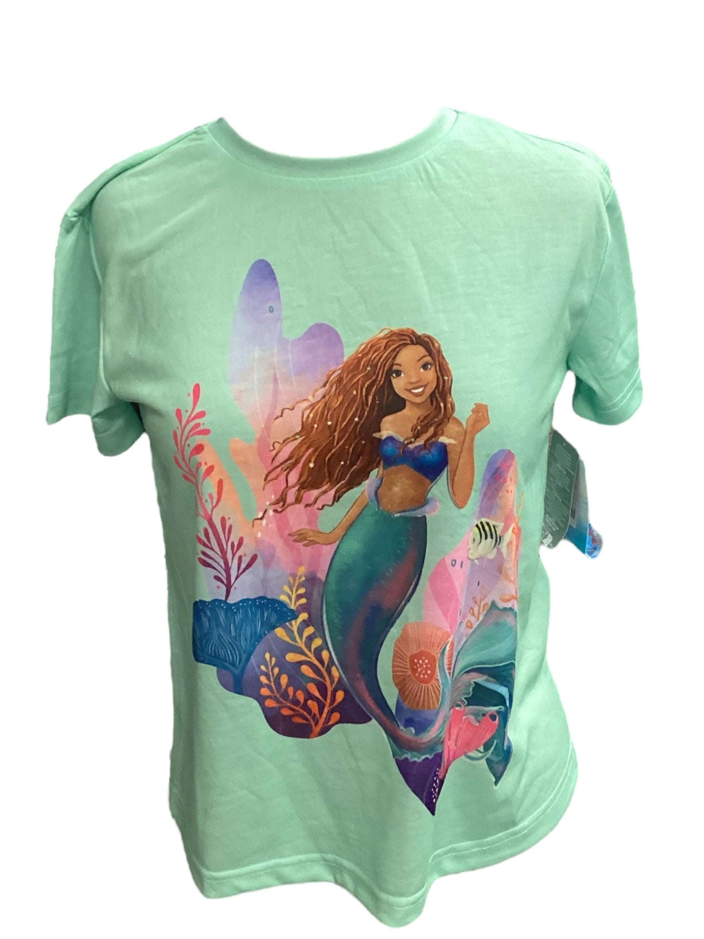 Little Mermaid Top Short Sleeve By Disney Store In Green, Size: XS New