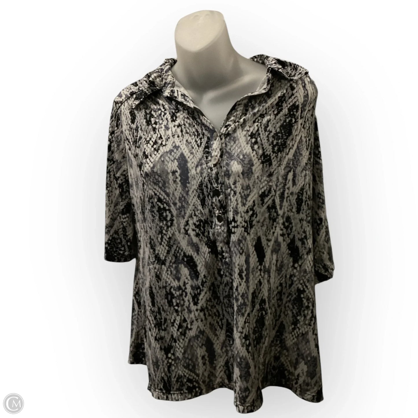 Top 3/4 Sleeve By Alfani In Blue & White, Size: 0x