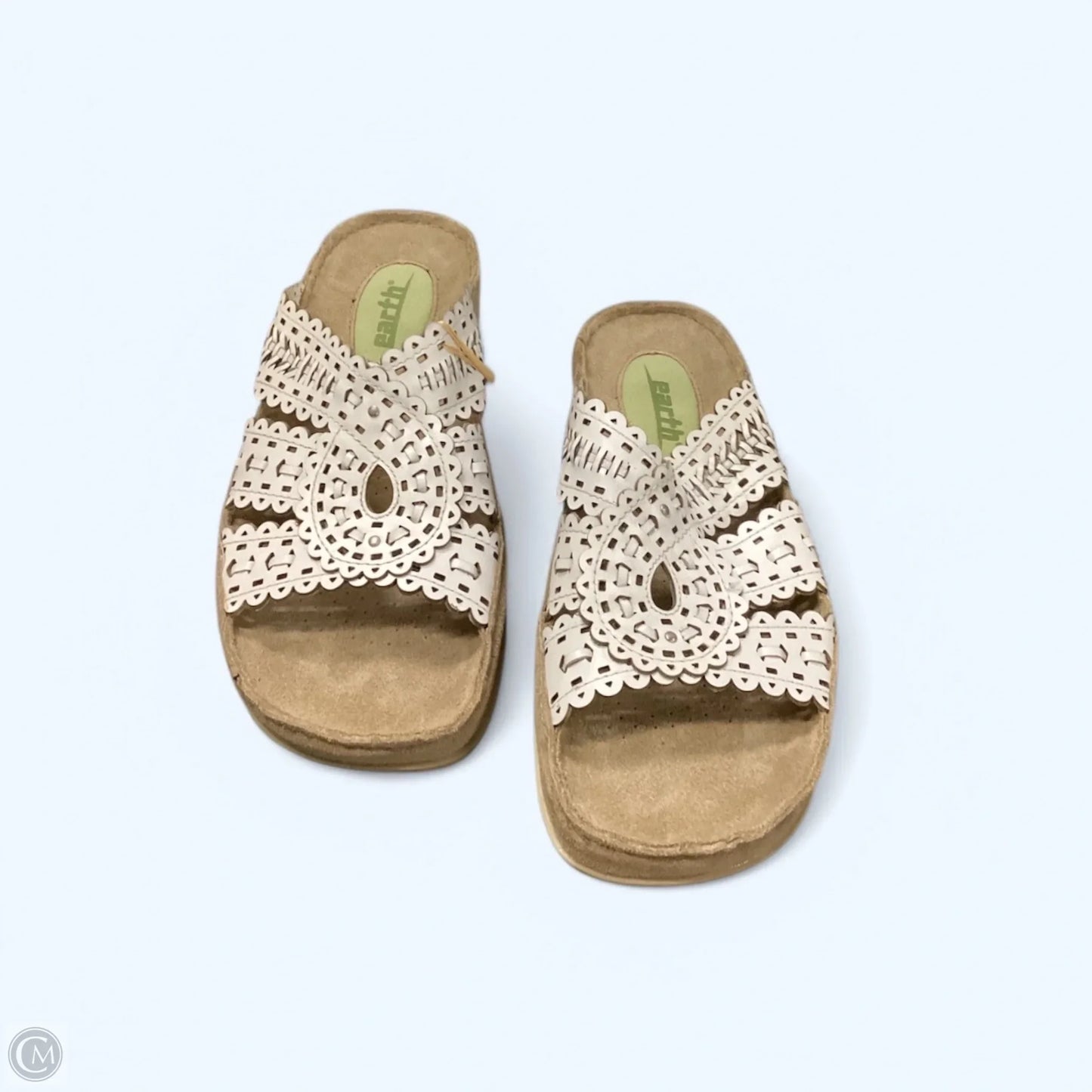 Sandals Flats By Earth In Tan & White, Size: 5