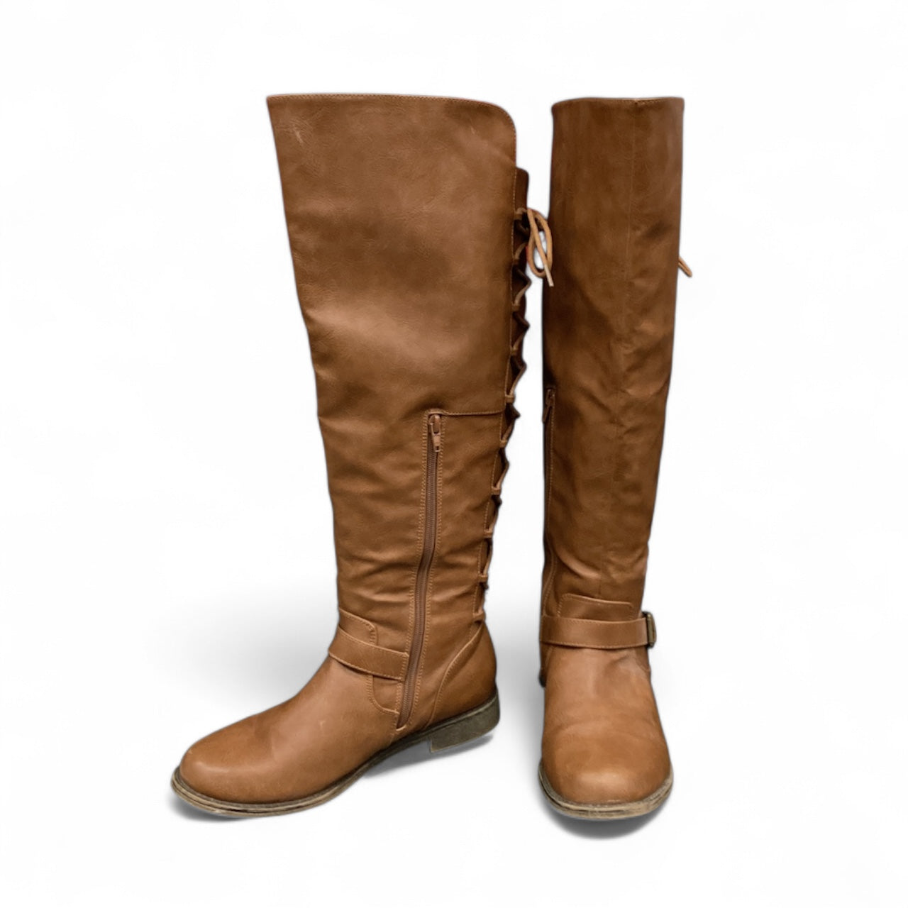 Boots Over-the-knee Flats In Tan, Size: 9