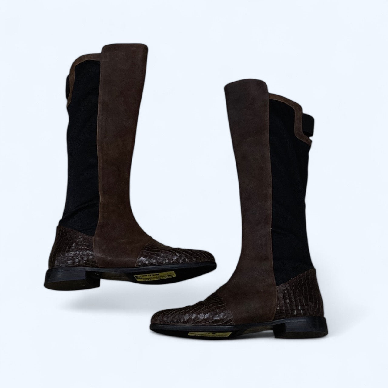 Boots Mid-calf Flats In Snakeskin Print, Size: 6