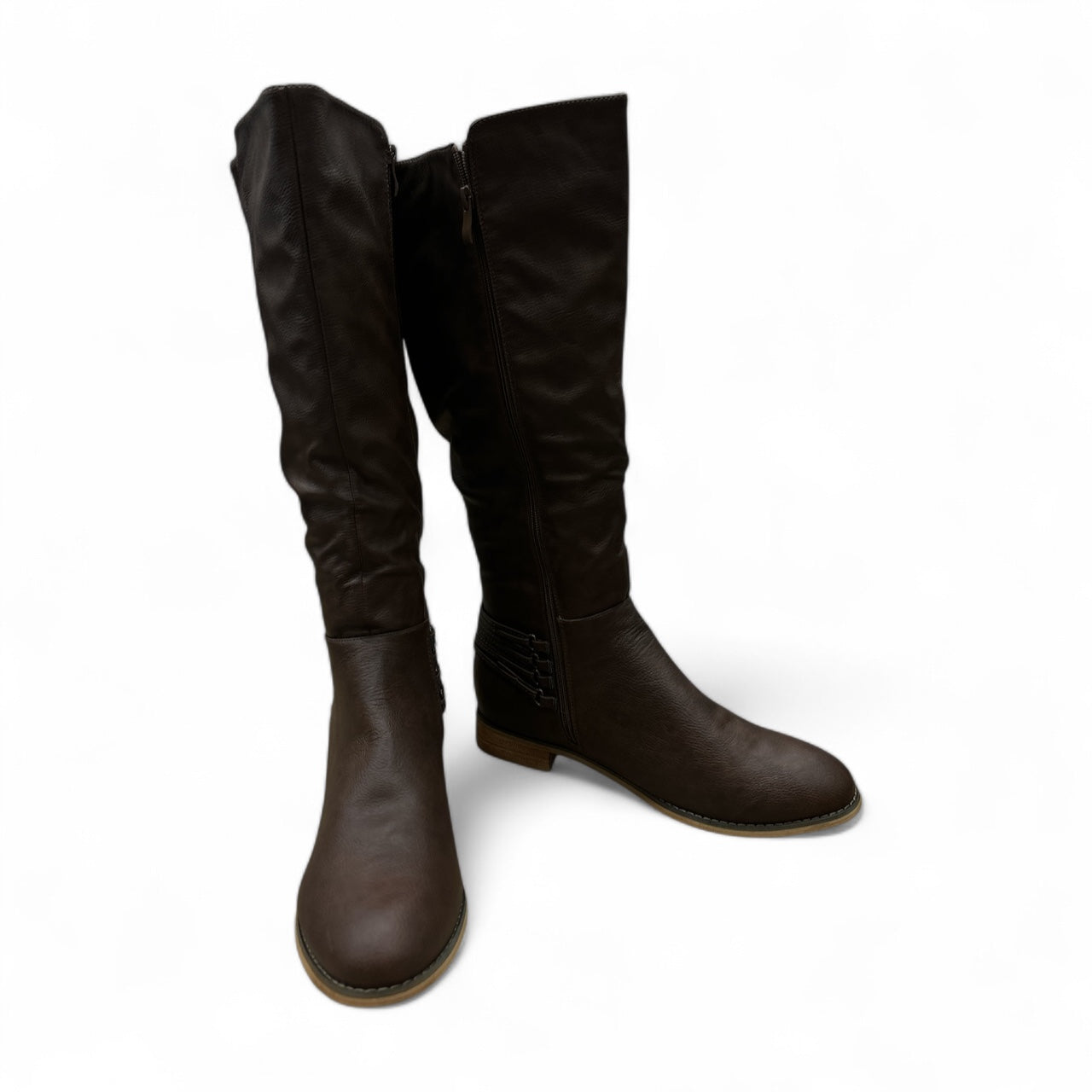 Boots Over-the-knee Flats In Brown, Size: 12