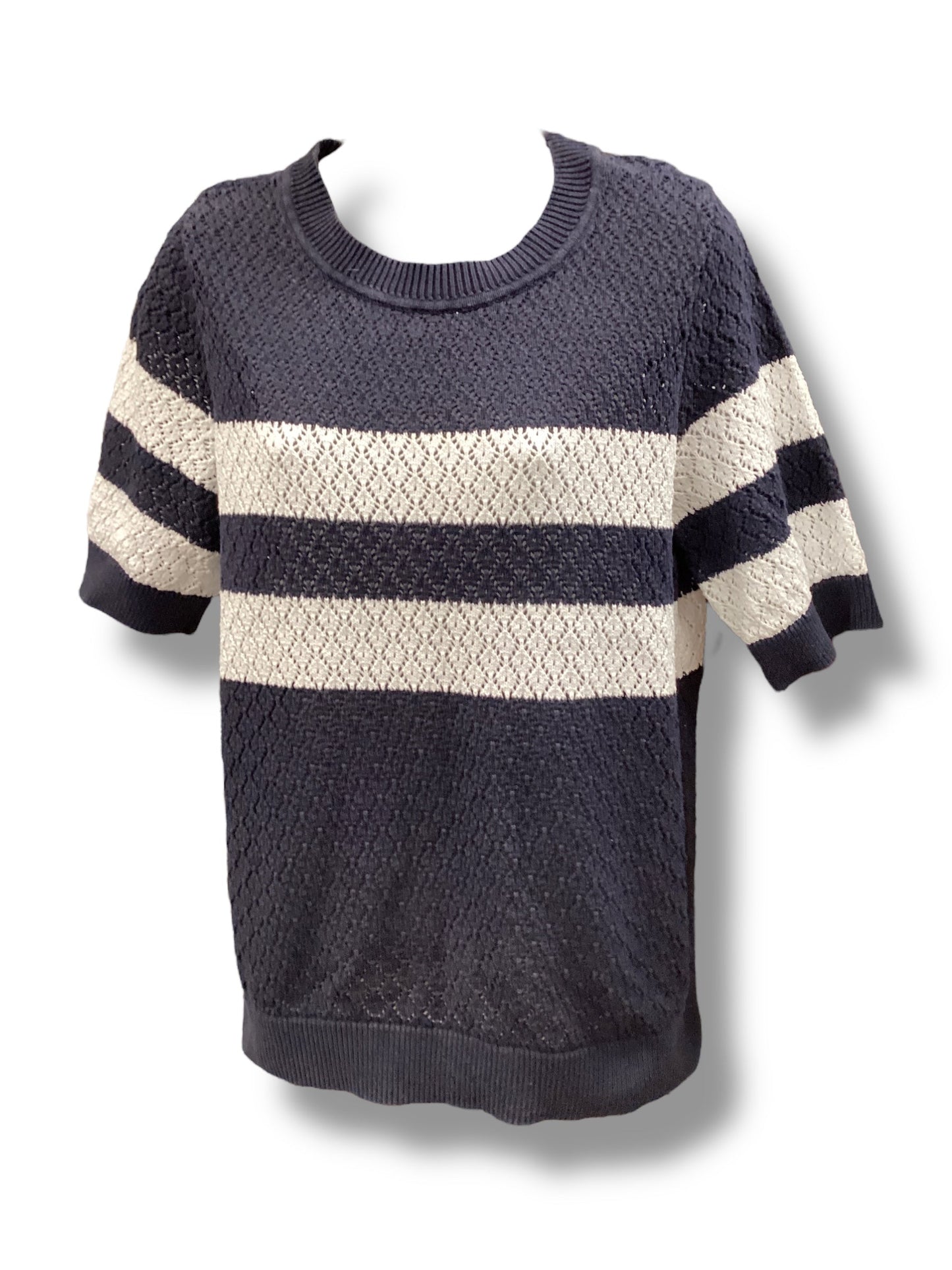 Sweater Short Sleeve By 1901 In Blue & White, Size: Xl