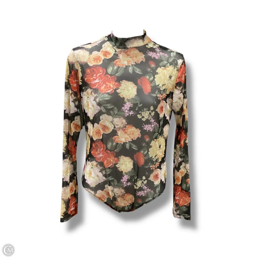 Bodysuit By Clothes Mentor In Floral Print, Size: L