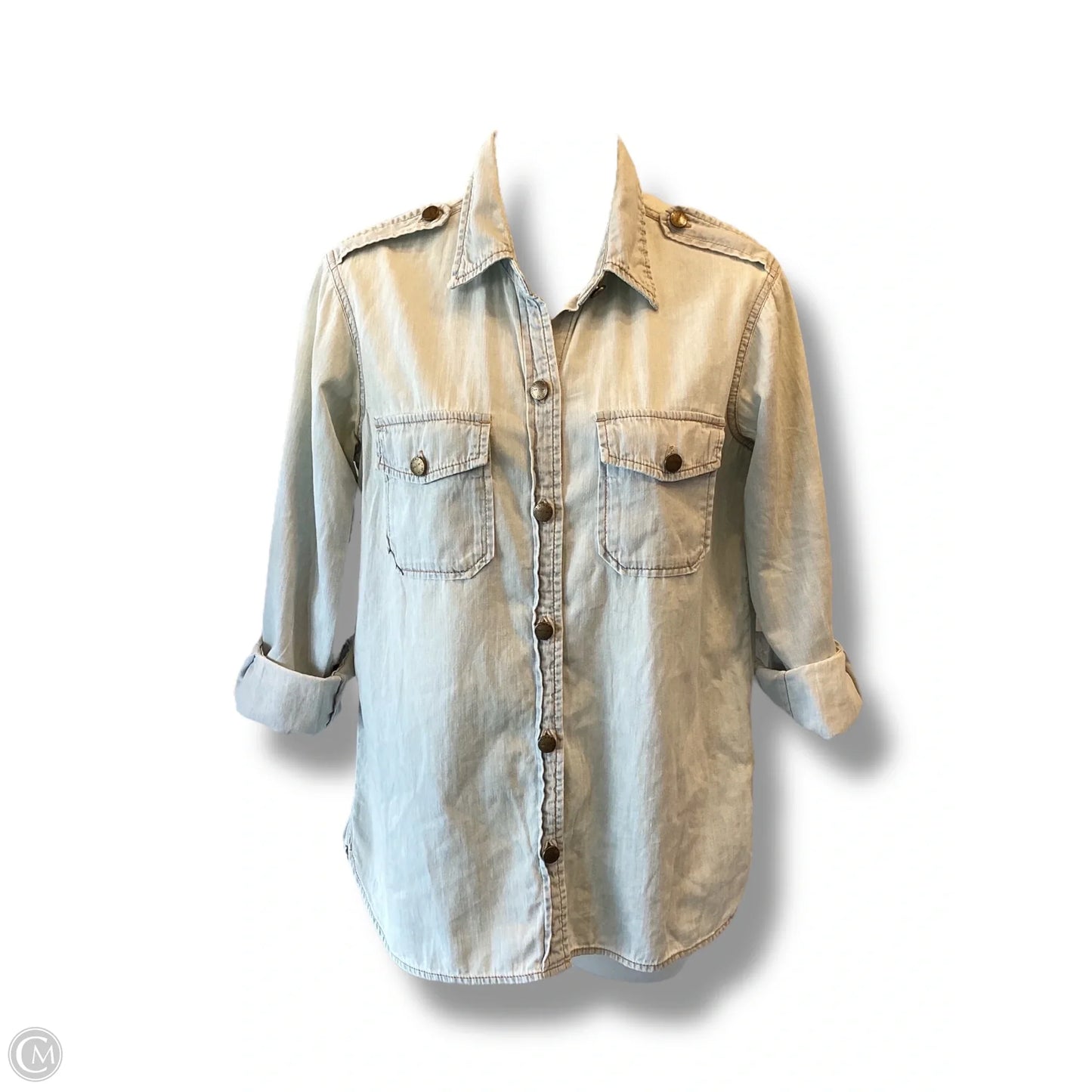Top Long Sleeve By Current/elliott In Blue Denim, Size: S