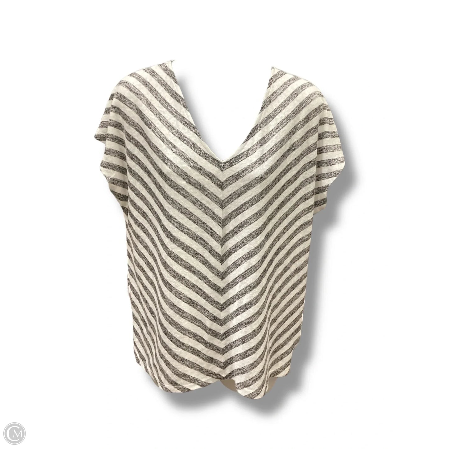 Top Short Sleeve By Bobeau In Striped Pattern, Size: L