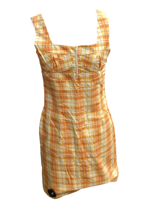 Plaid Pattern Dress Casual Short peachy den , Size M