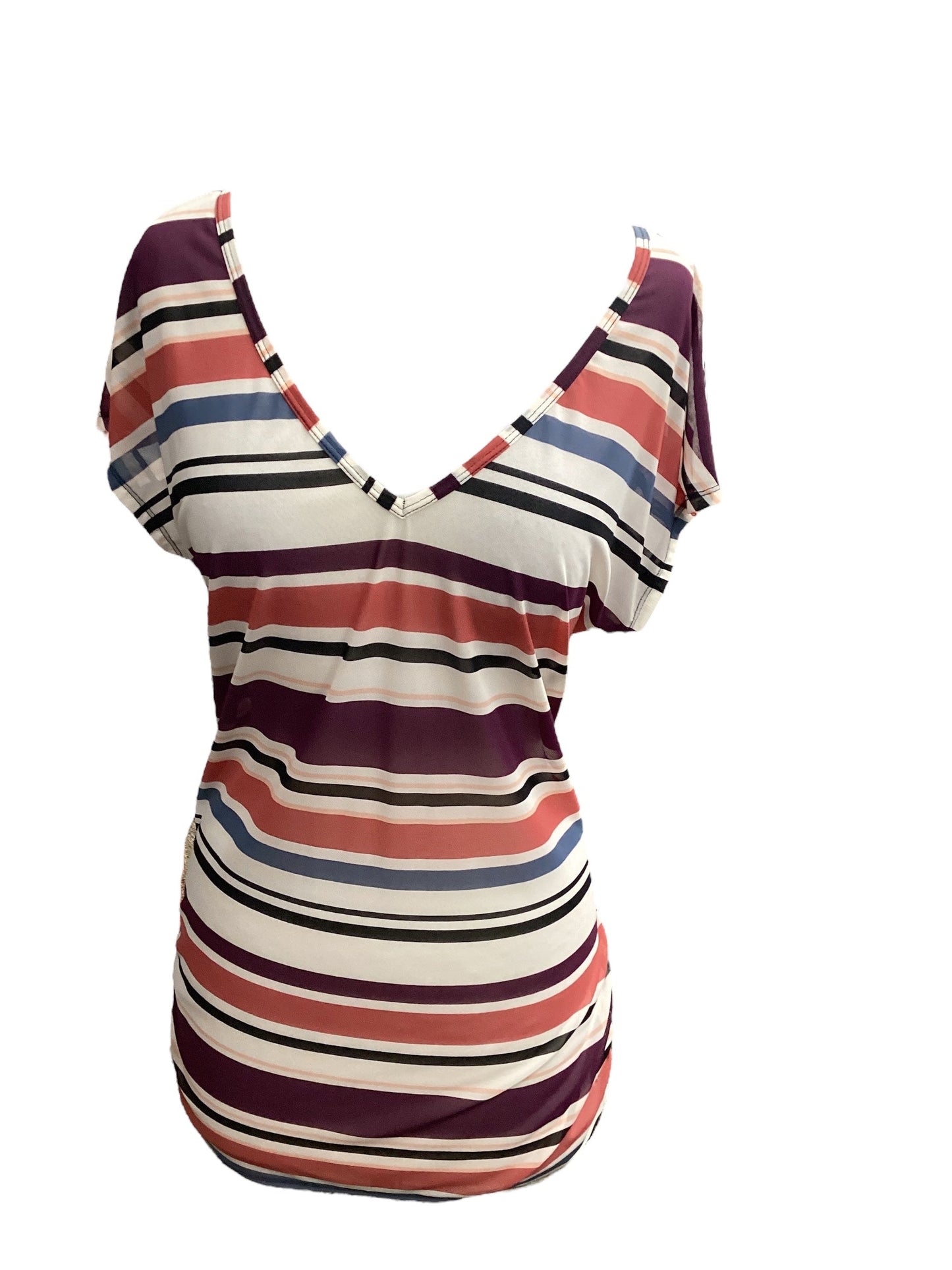 Striped Pattern Top Short Sleeve , Size M