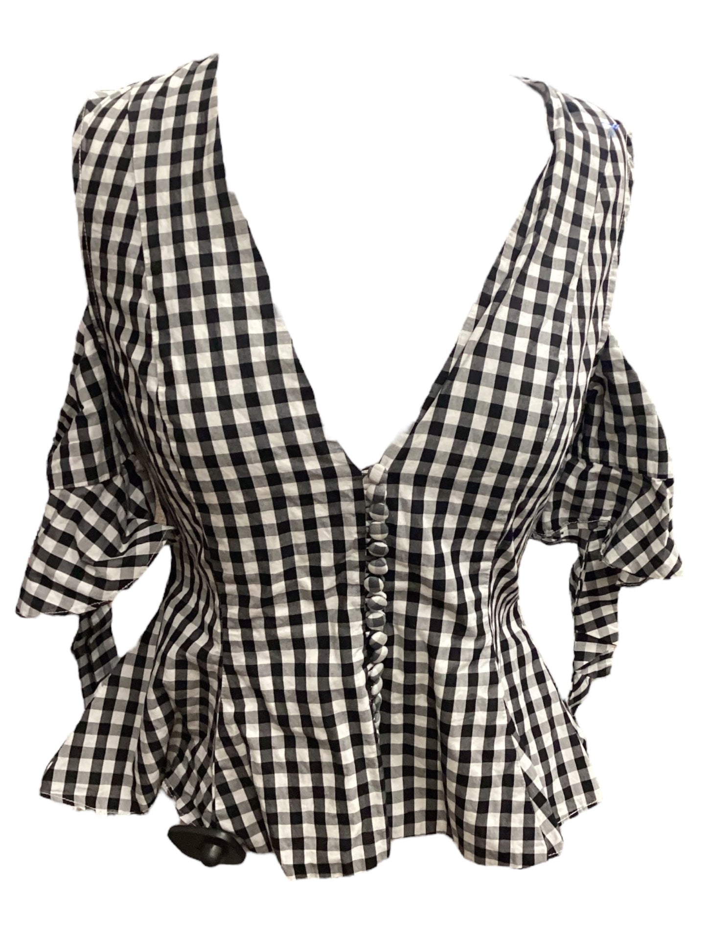 Top Short Sleeve In Checkered Pattern, Size: S