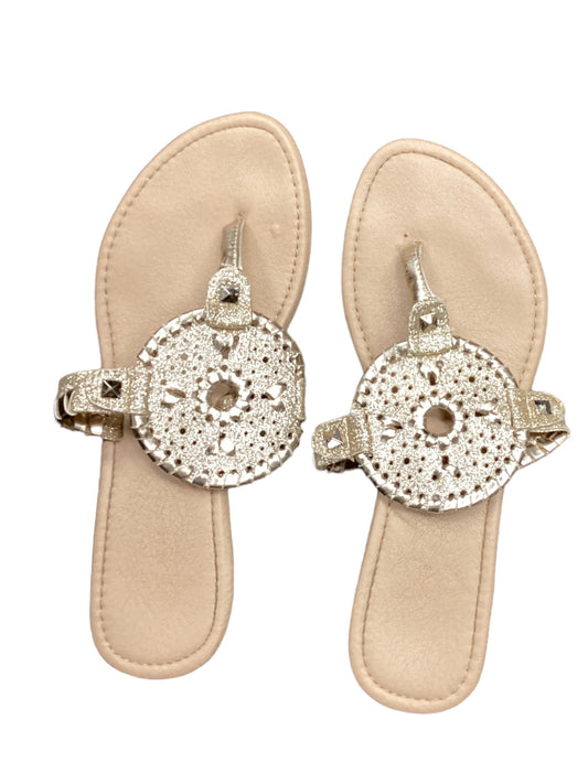 Gold Sandals Heels Wedge Size 8