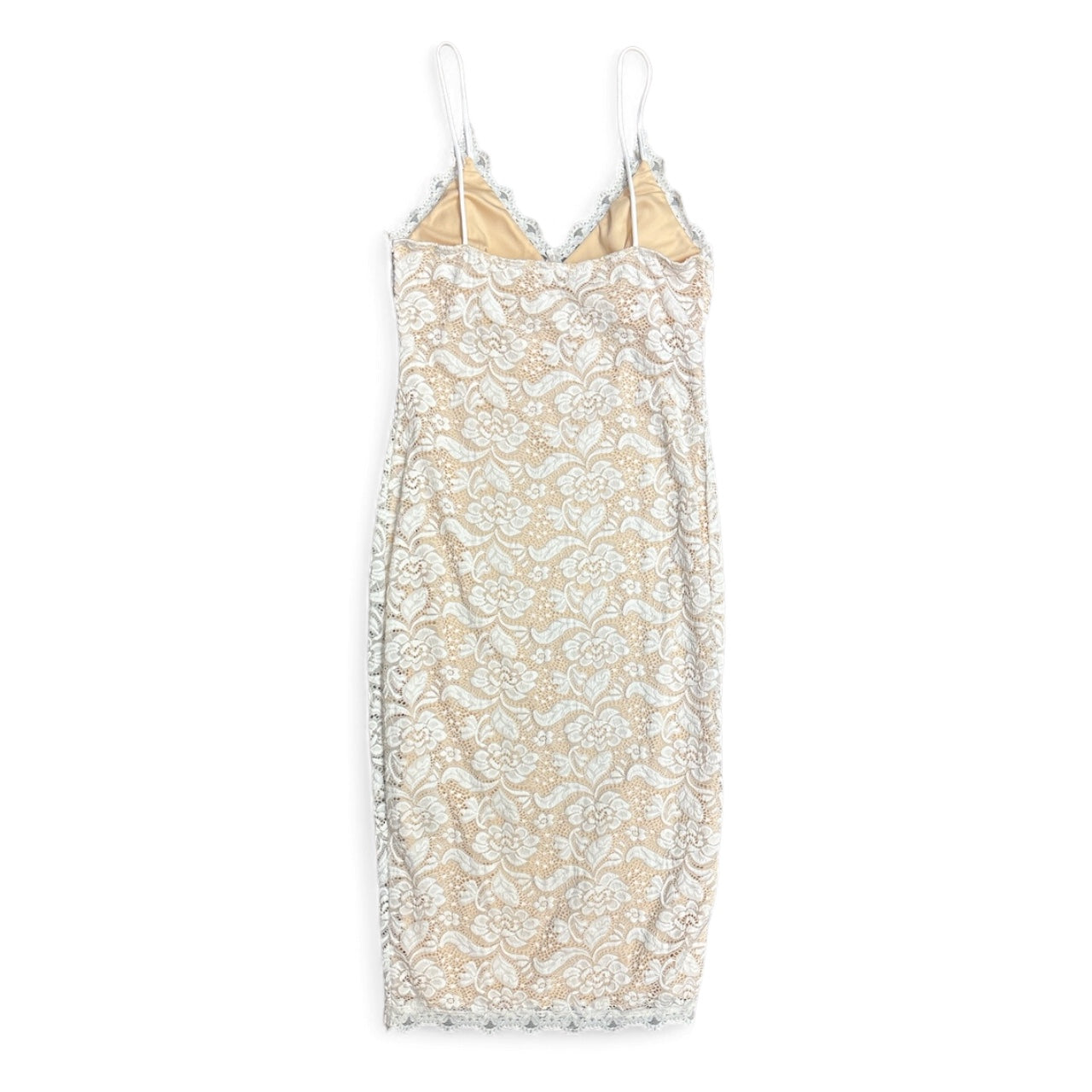 Dress Casual Midi By Fashion Nova In Cream & White, Size: L