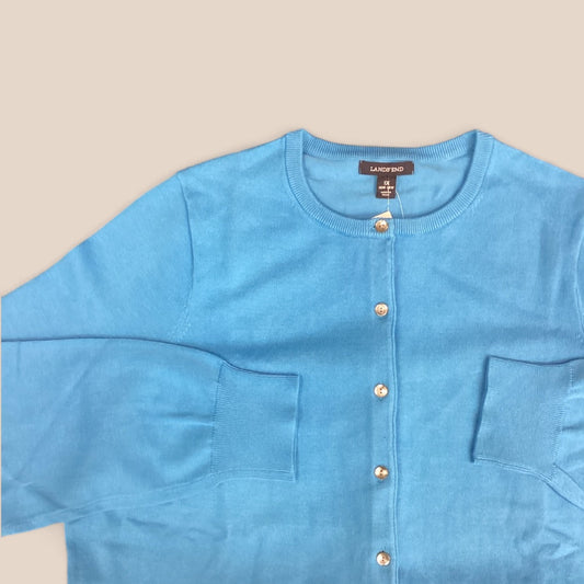 Sweater Cardigan By Lands End In Blue, Size: Xl