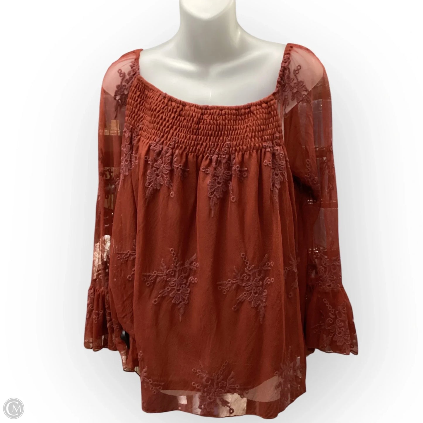 Top Long Sleeve By Cato In Orange, Size: S