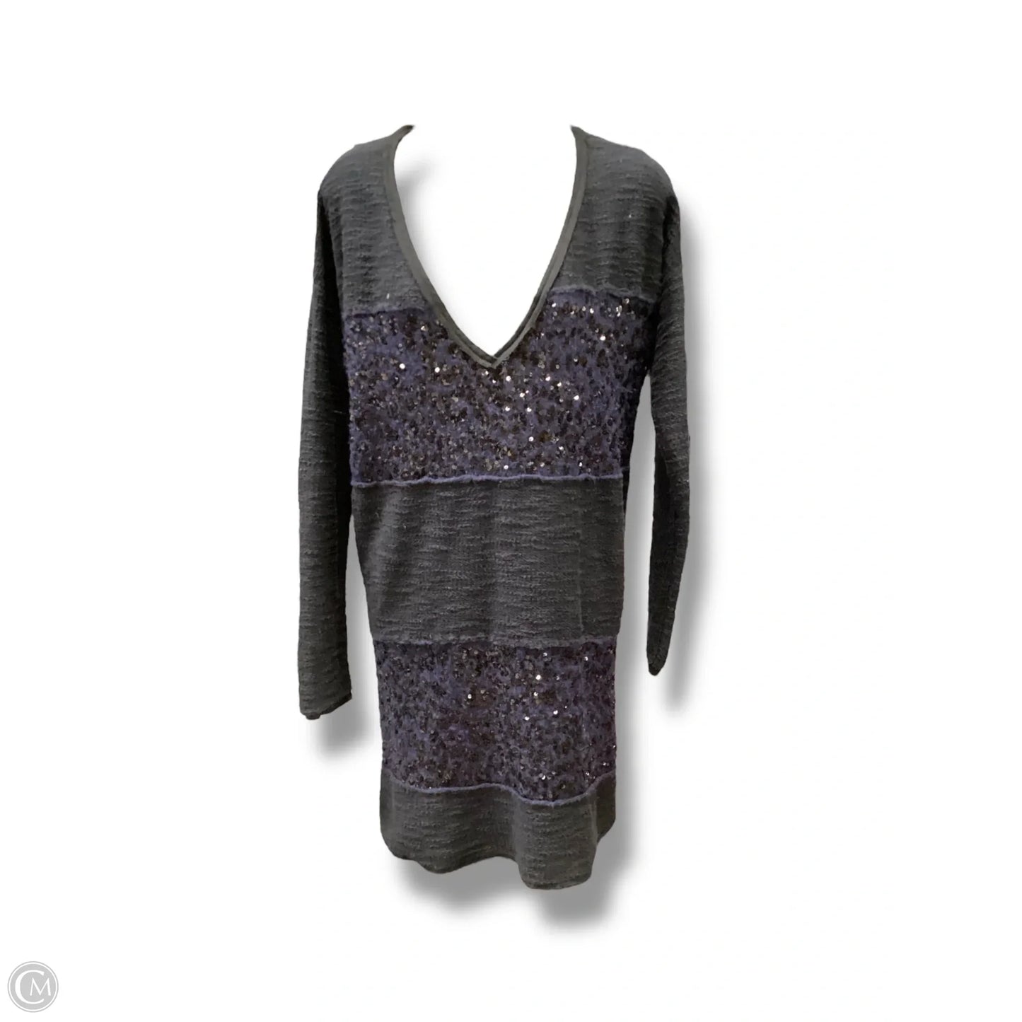 Tunic Long Sleeve By Free People In Black & Blue, Size: L