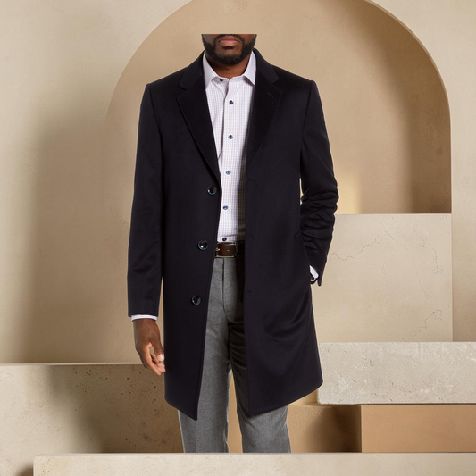 Nordstrom Signature Darien Trim Fit Wool & Cashmere Overcoat Size 42L - Blue