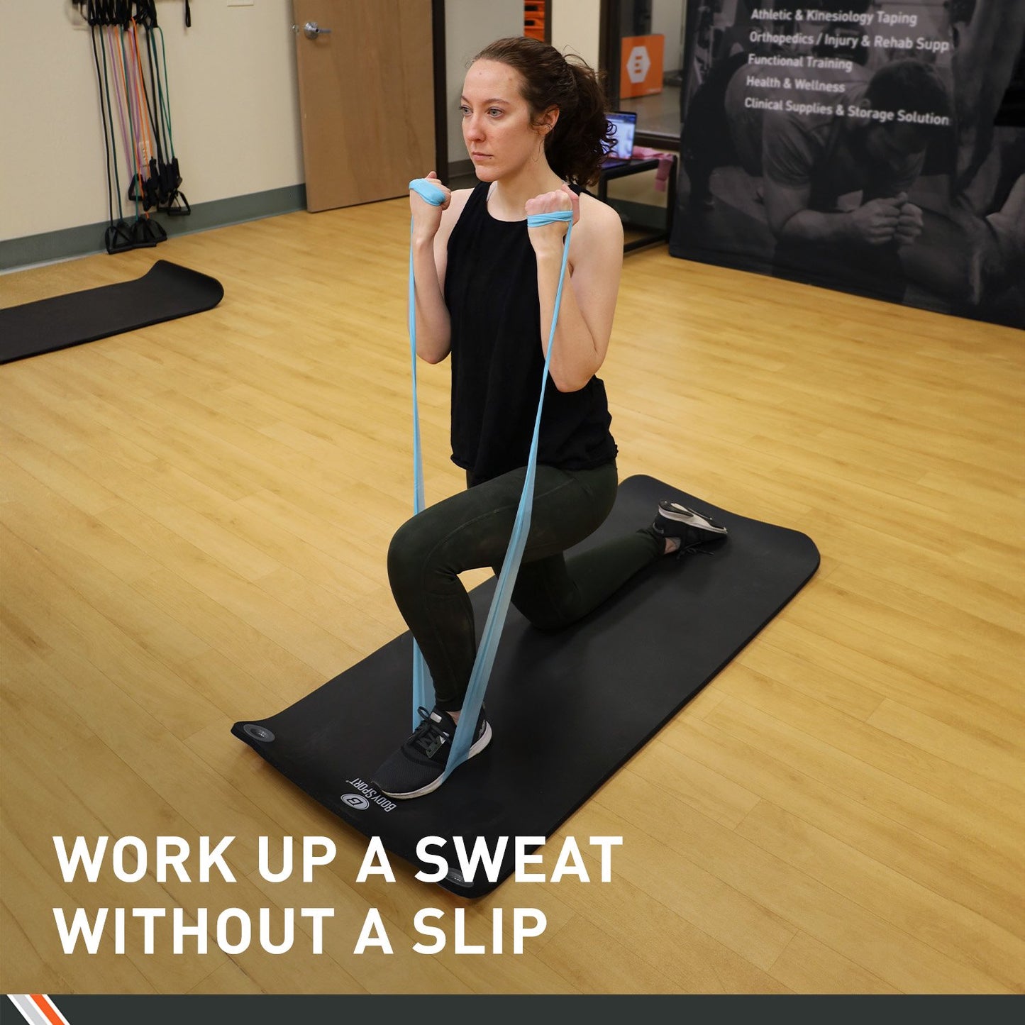 TPE EXERCISE MAT - Size:72 in. x 24 in. X 1/2 in - BLACK - Used