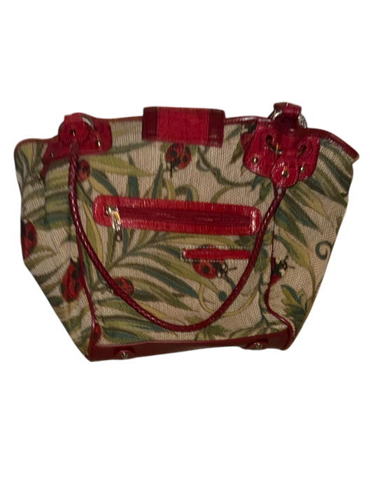 MC Handbag - Red with green/beige tapestry & red leather - Medium