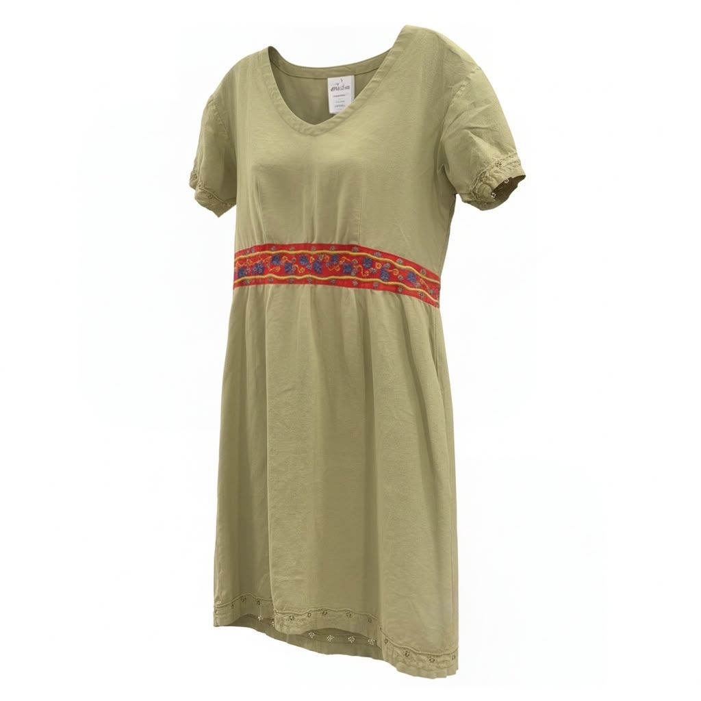 Dress Casual Midi In Green, Size:Xs
