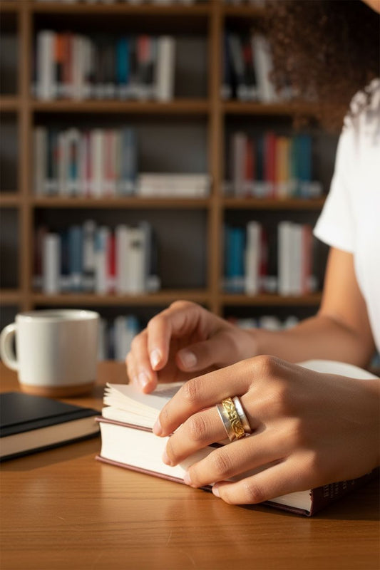 Two-Tone Flower Spinner Ring Size 5