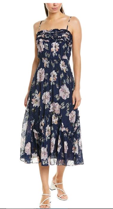 Rebecca Taylor Magnolia Silk-Blend Maxi Dress - L - New