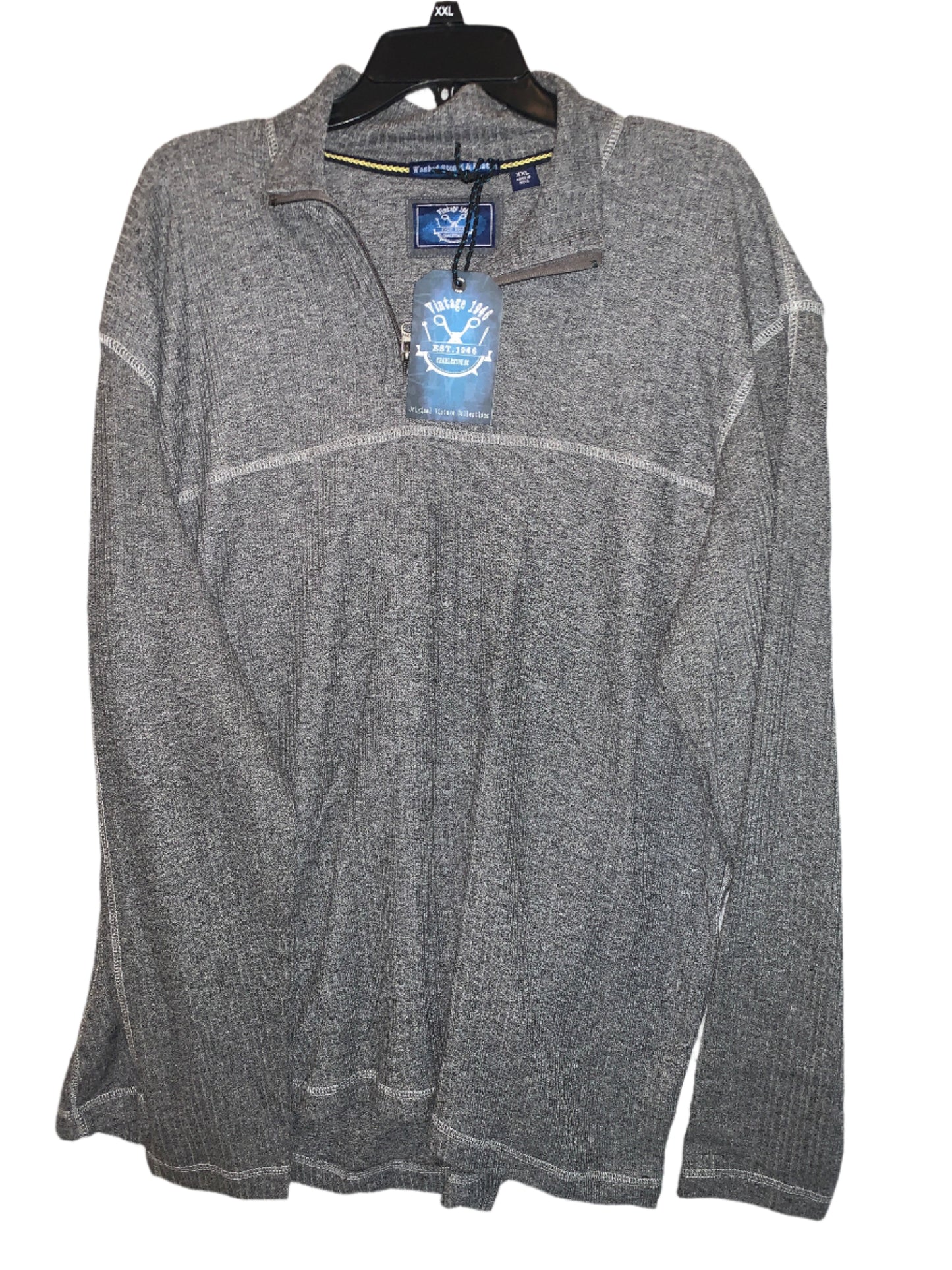 New - Vintage 1946 Drop Needle 1/4 Zip Pullover Grey 2X