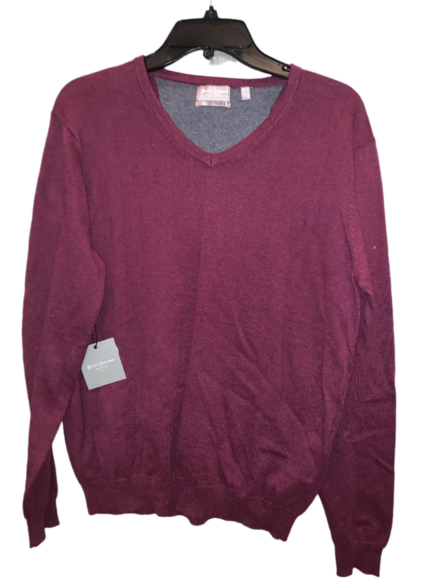 Hickey Freeman Men's Cashmere blend V-Neck Sweater - DARK PURPLE - M New