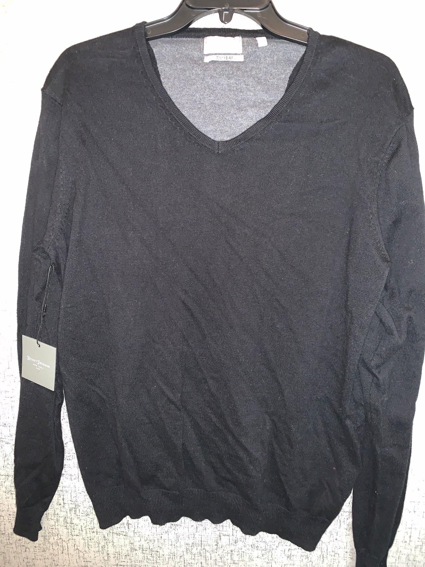 New - Men's Hickey Freeman Cotton Cashmere V:BLACK:LARGE - VEE SWEATER