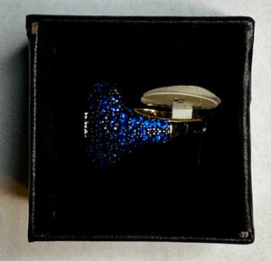 Barzel Blue Crystal & 18k Gold-Plated Studded Ring - Size 5 - Women's - New