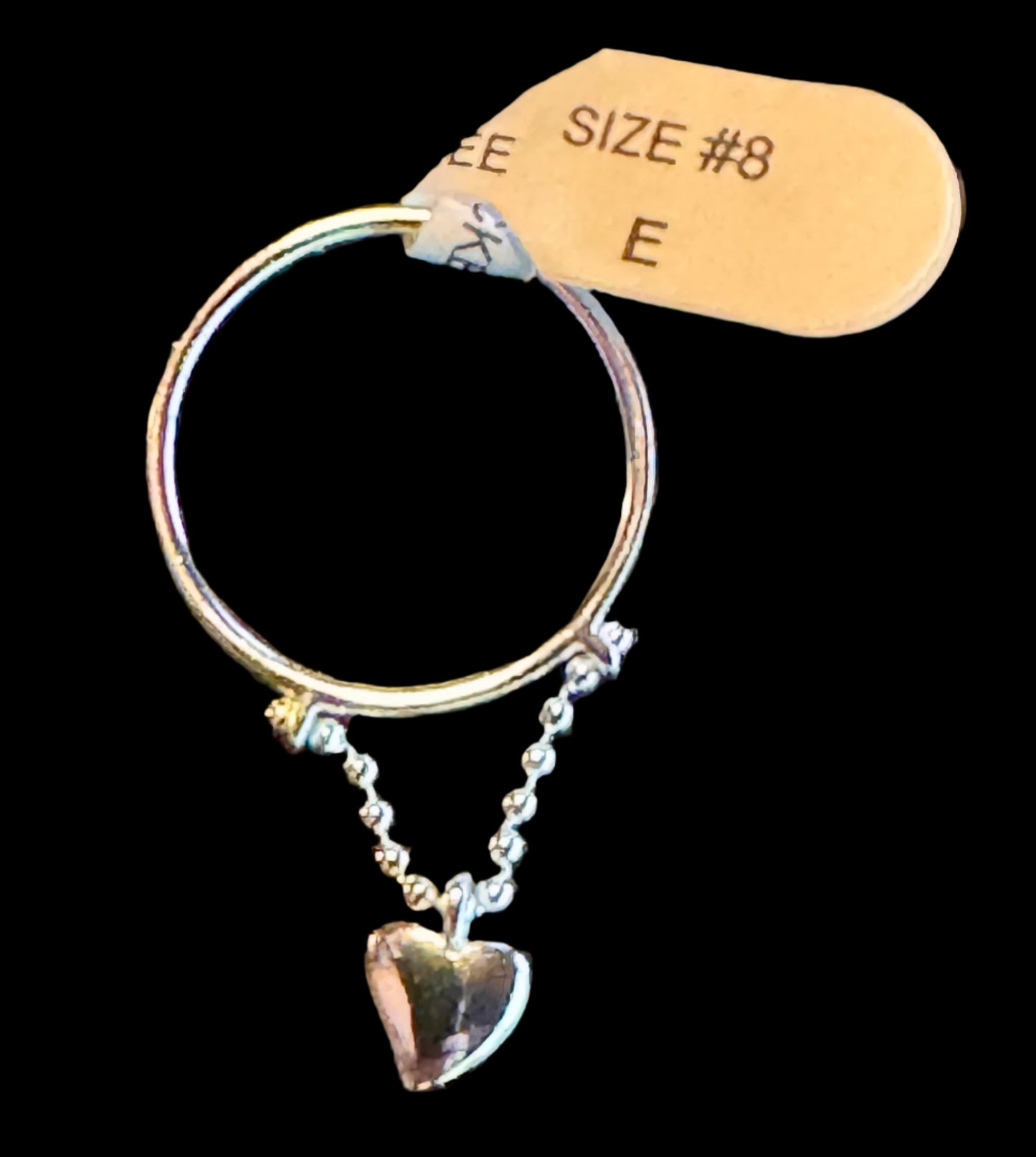 Sterling Silver Heart Charm Ring