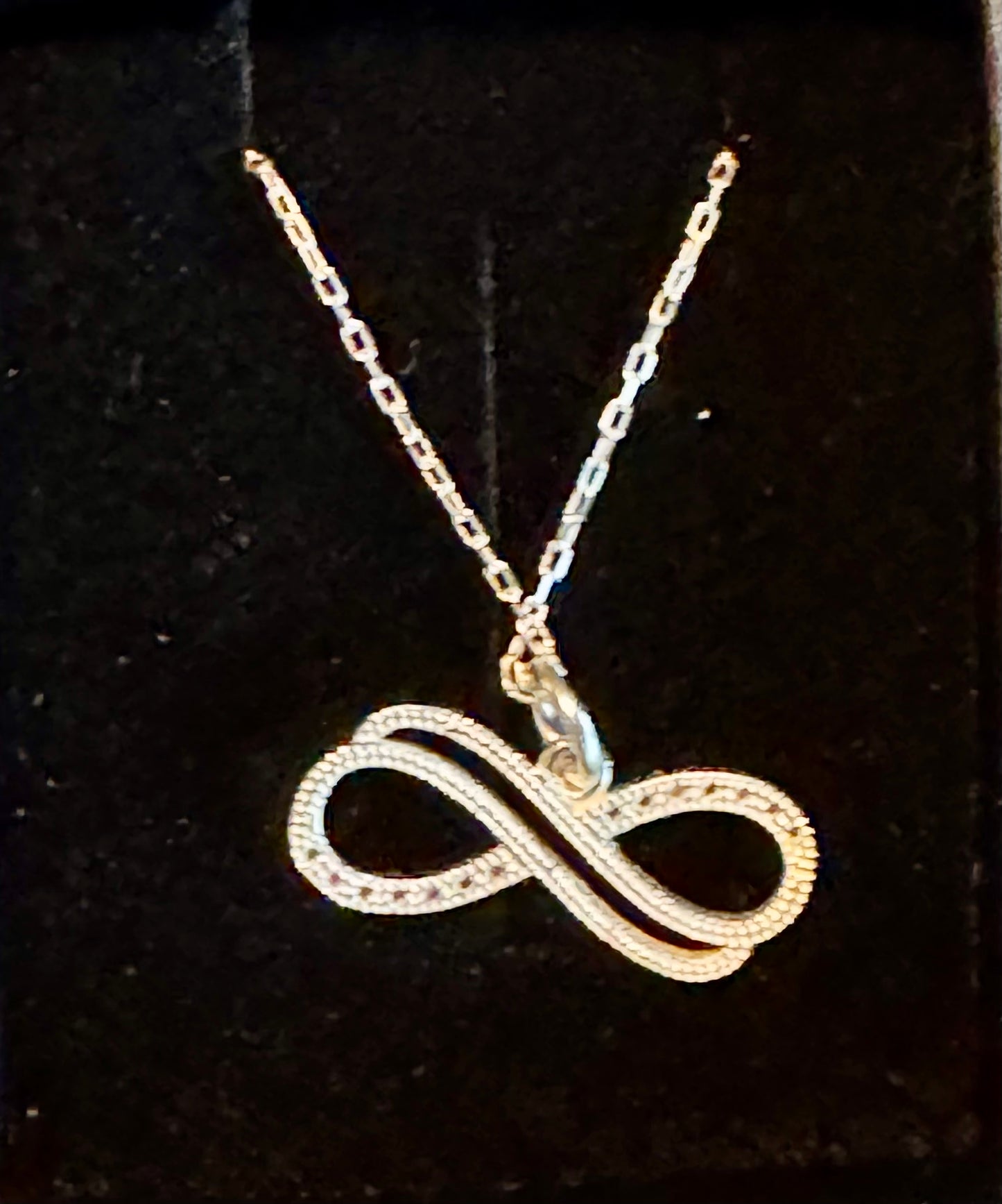 Zircon & Sterling Silver Twisted Infinity Pendant Necklace