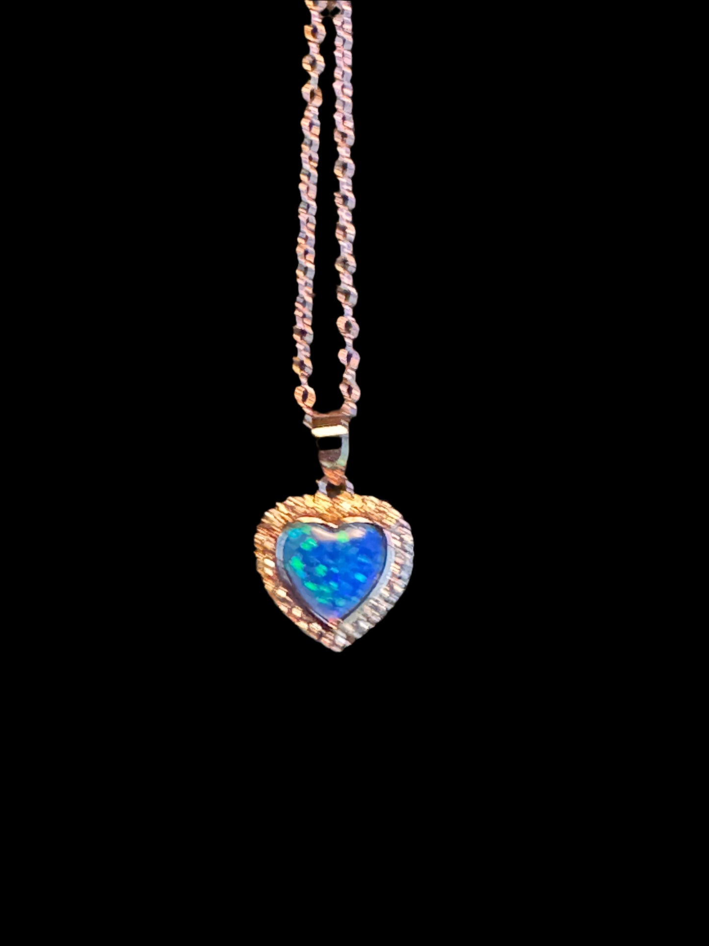 Lab-Created Blue Opal & Crystal Heart Pendant Necklace