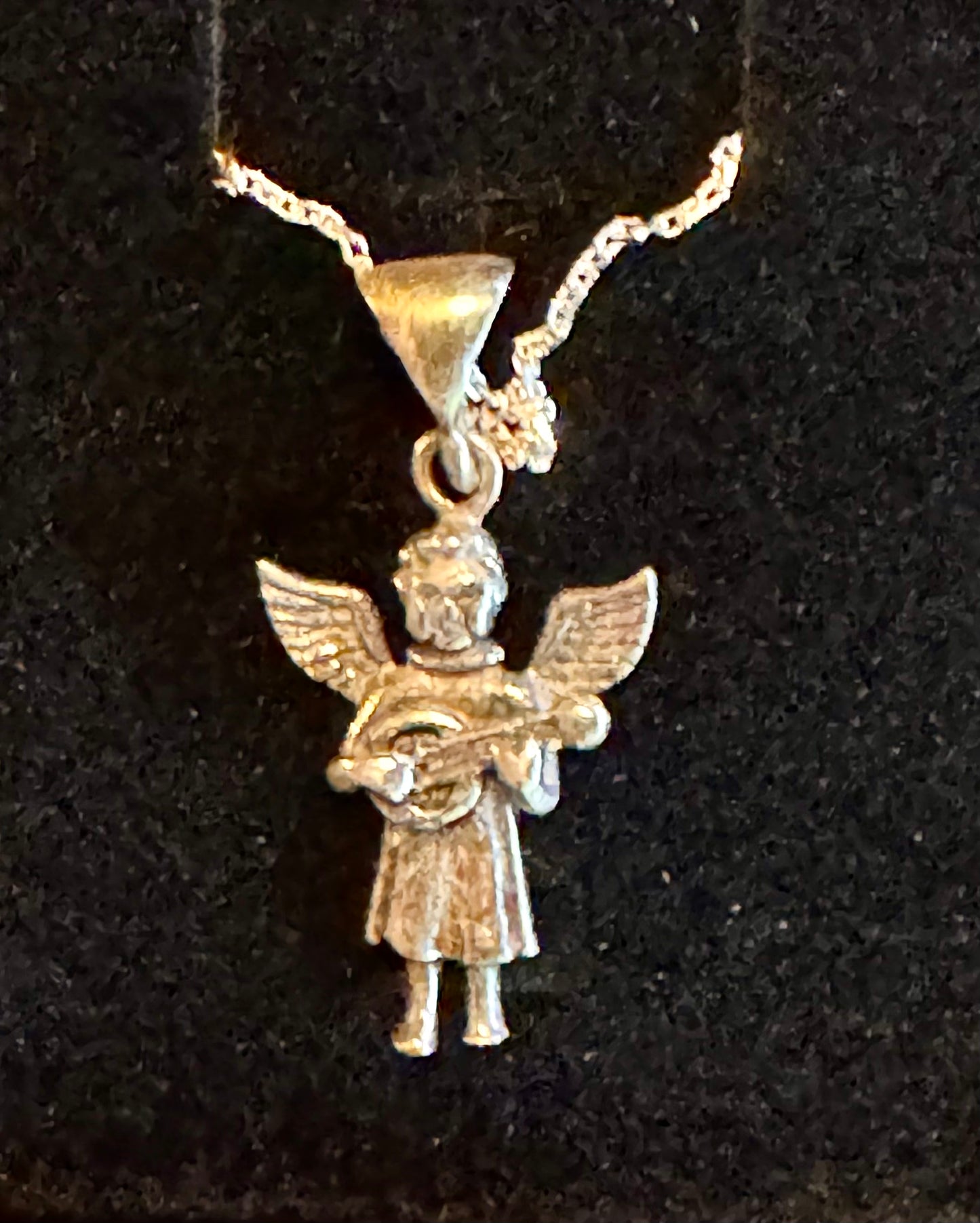 Sterling Silver Angel & Banjo Pendant Necklace
