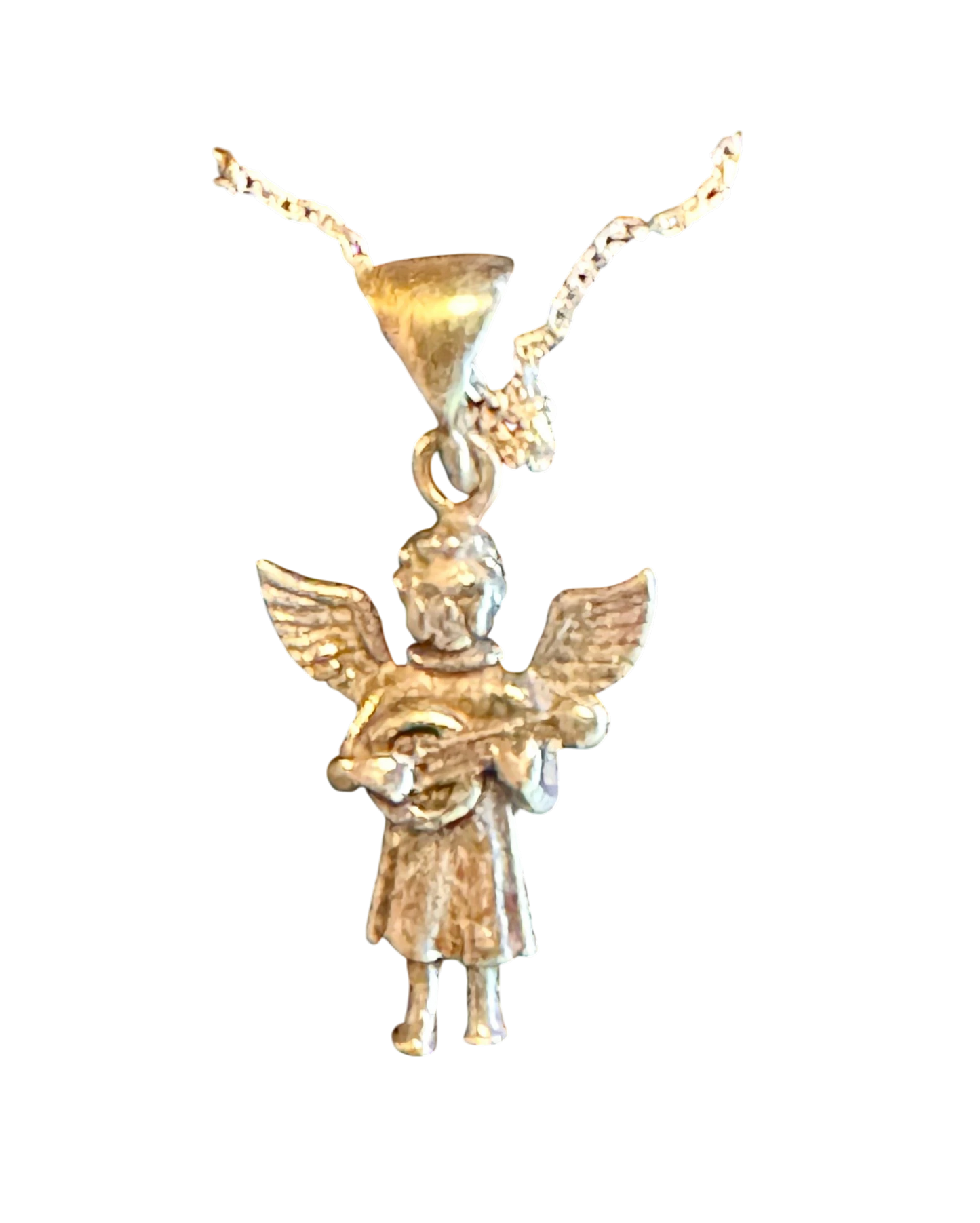 Sterling Silver Angel & Banjo Pendant Necklace