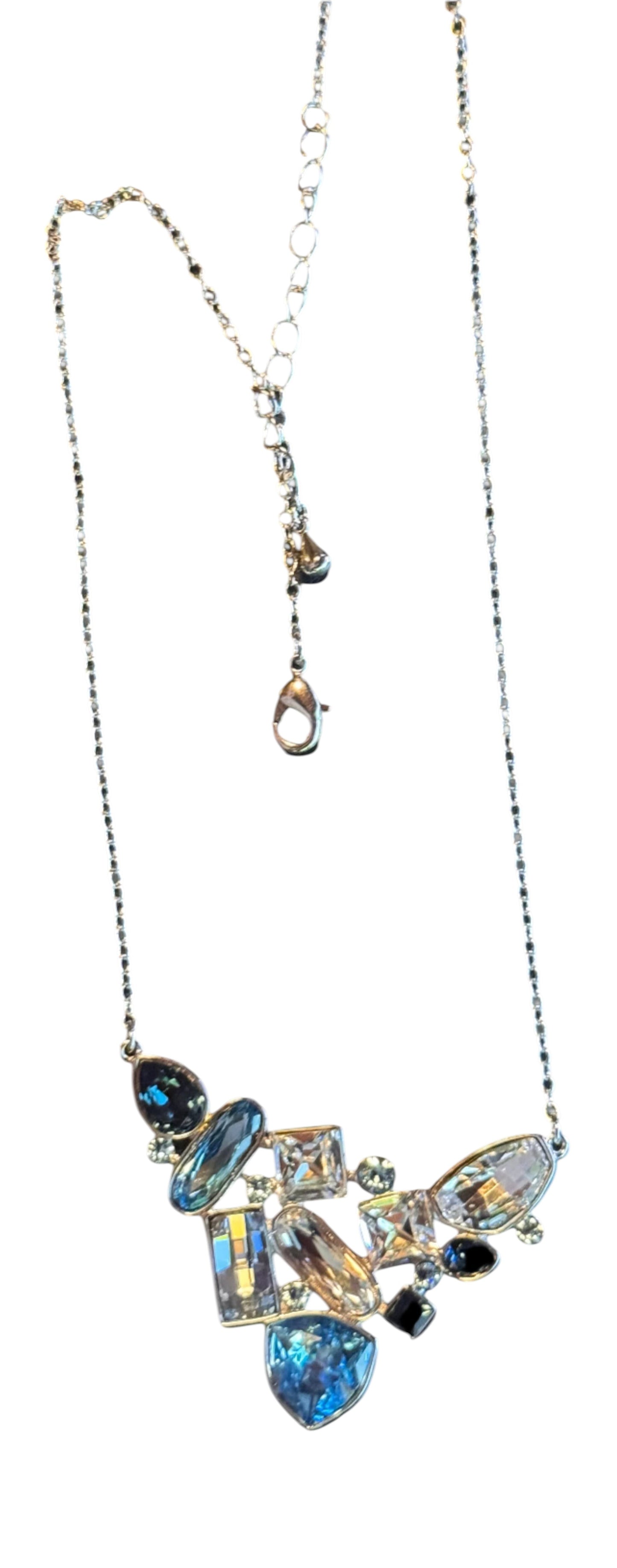 Kanishka Blue Crystal & Silvertone Statement Necklace