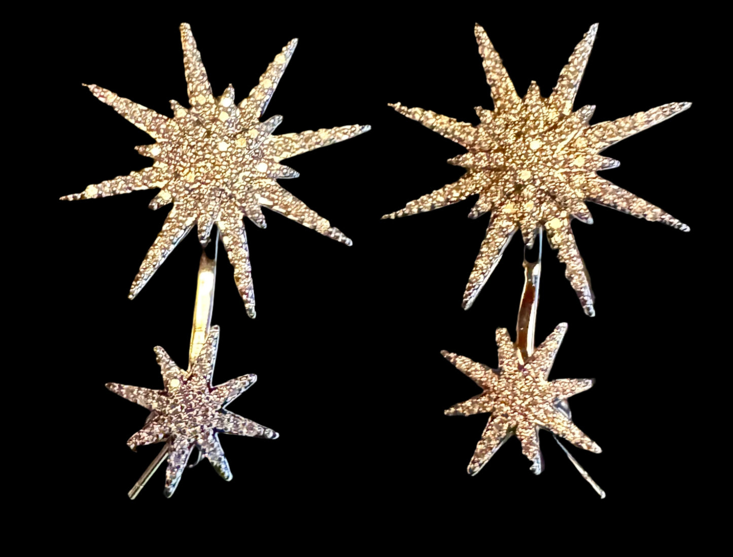 Crystal & Silvertone Graduated Starburst Ear Jackets