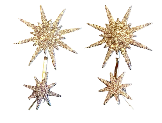 Crystal & Silvertone Graduated Starburst Ear Jackets