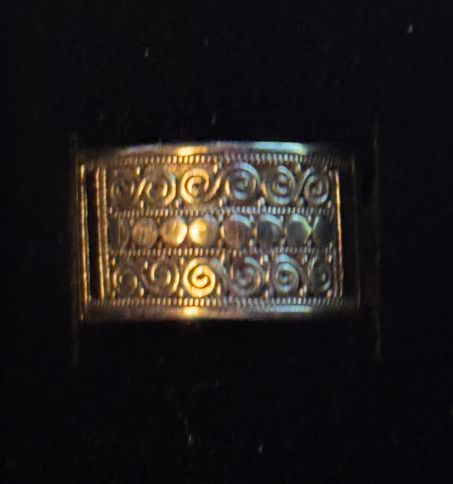 Two-Tone Sterling Silver Filigree Wide Ring