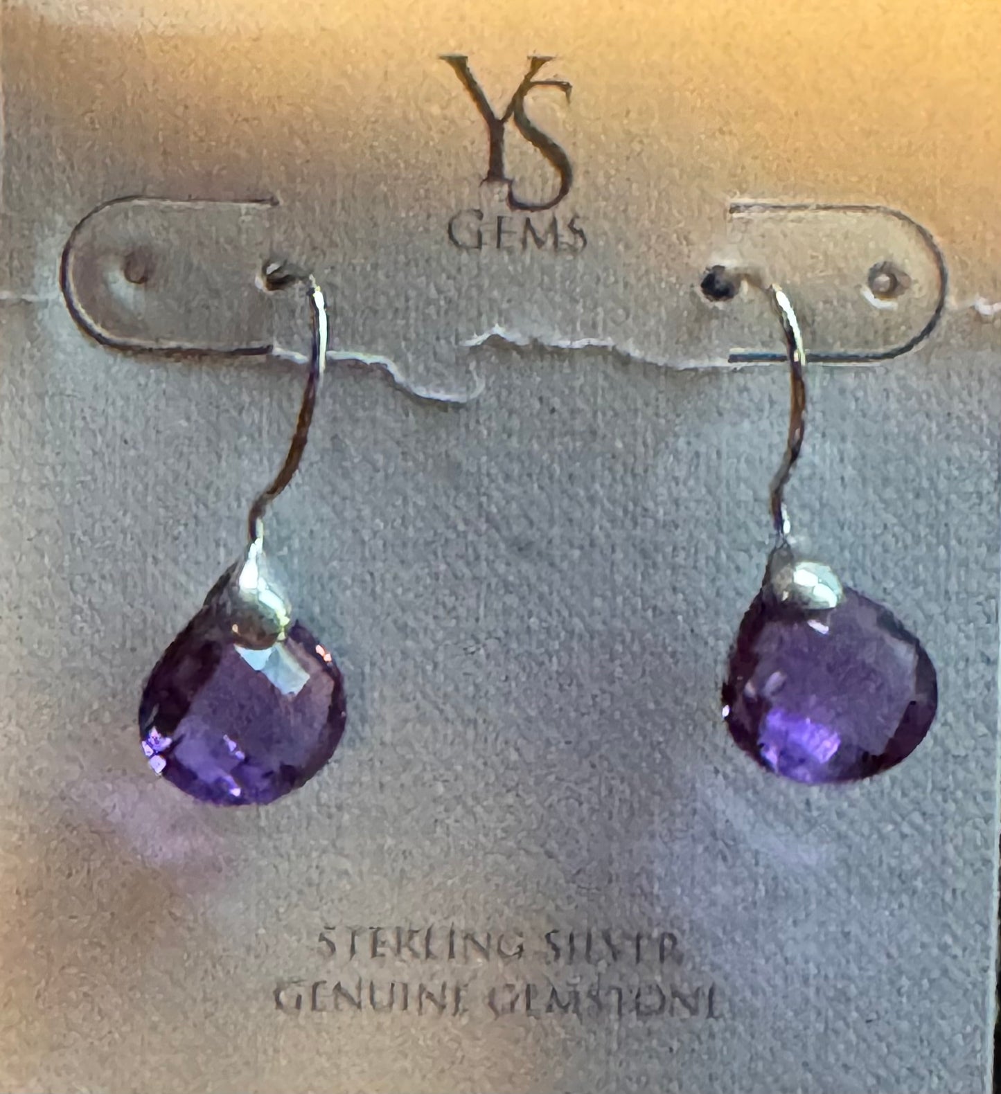 Amethyst & Sterling Silver Teardrop Earrings