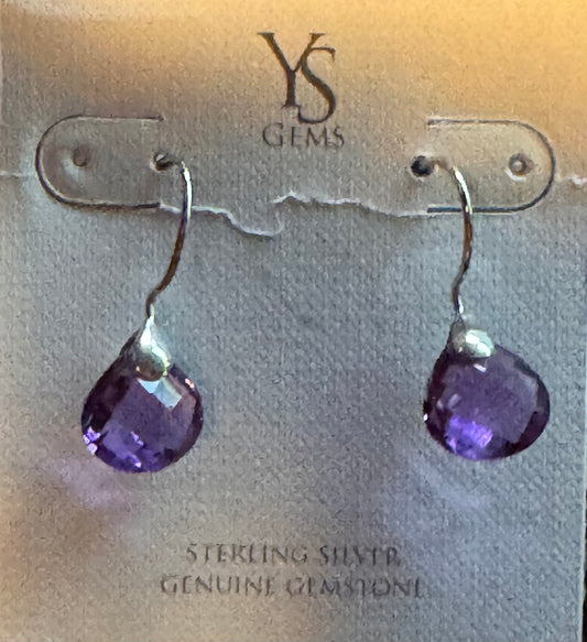 Amethyst & Sterling Silver Teardrop Earrings