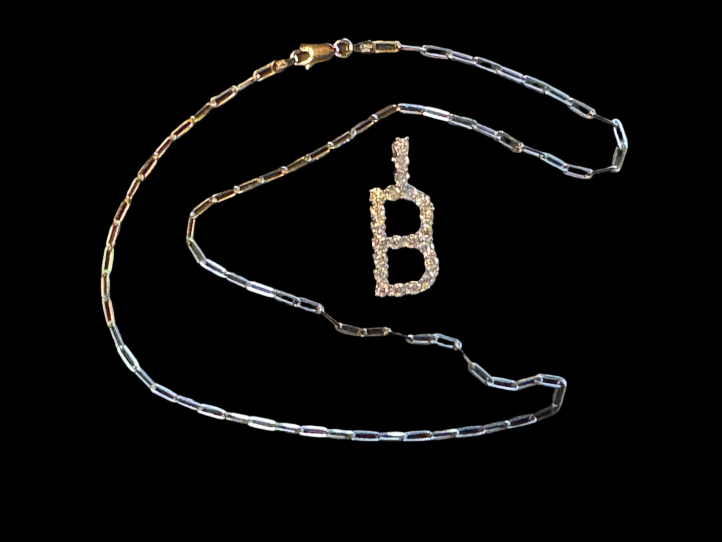 Crystal & Sterling Silver Initial Pendant Necklace