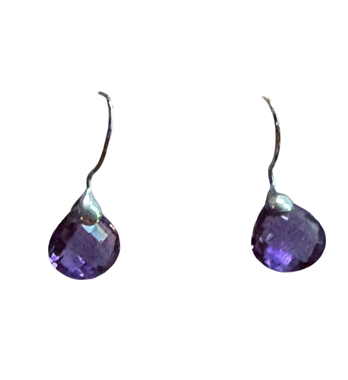 Amethyst & Sterling Silver Teardrop Earrings