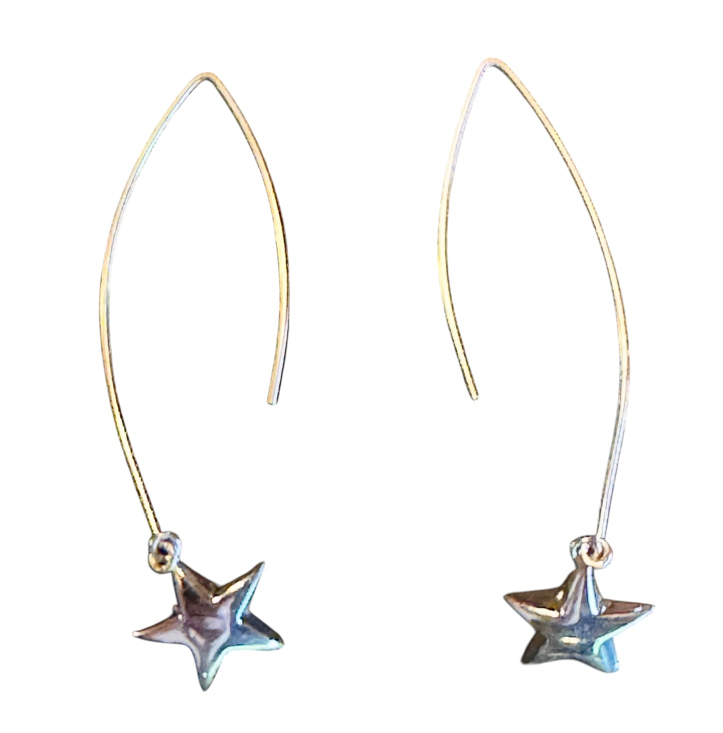 Sterling Silver Star Drop Earrings
